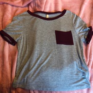 Tillys Maroon and grey t shirt